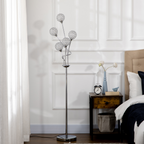 K9 Crystal Floor Lamp for Living Room, 5 Light Upright Standing Lamp, Silver