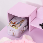 Kids Dressing Table and Stool Set Make Up Desk with Storage (Pink)