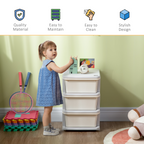 Kids Storage Unit with Three Drawers Three-Tier Chest Vertical Dresser
