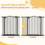 PawHut 74-94cm Adjustable Metal Pet Gate Safety Barrier w/ Auto-Close Black
