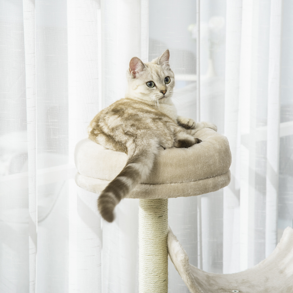 Multi-Level Large Cat Tree Scratching Post Perch Play Center Tunnel Beige