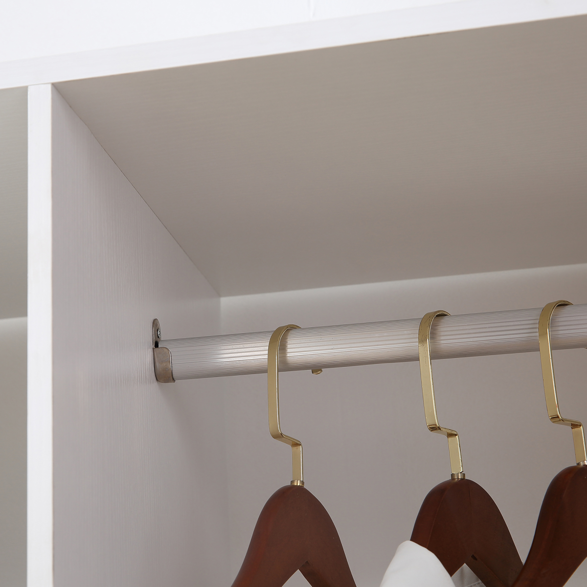 Mobile Double Open Wardrobe with Clothes Hanging Rail Colthing White
