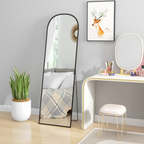 Full Length Mirror with Aluminium Alloy Frame Hanging or Leaning Black