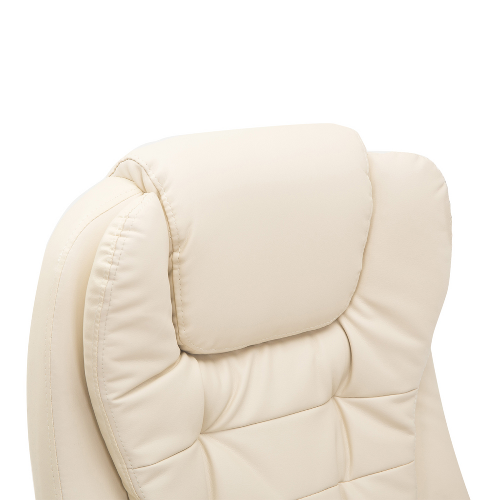 Executive Office Chair with Massage and Heat PU Leather Reclining Chair, Beige