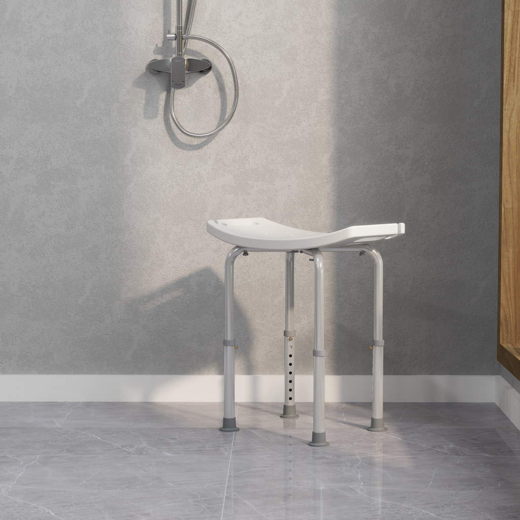 Mobility Shower and Bath Stool Bench with Non-Slip Aluminum Frame HOMCOM