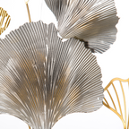 Minimalist Metal Wall Art Ginkgo Leaves Hanging Wall Sculpture, Gold