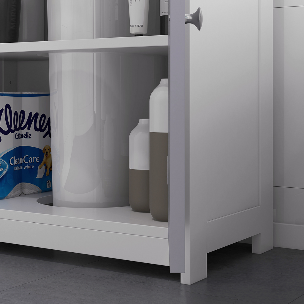 kleankin 60x60cm Under-Sink Storage Cabinet with Adjustable Shelf Grey White