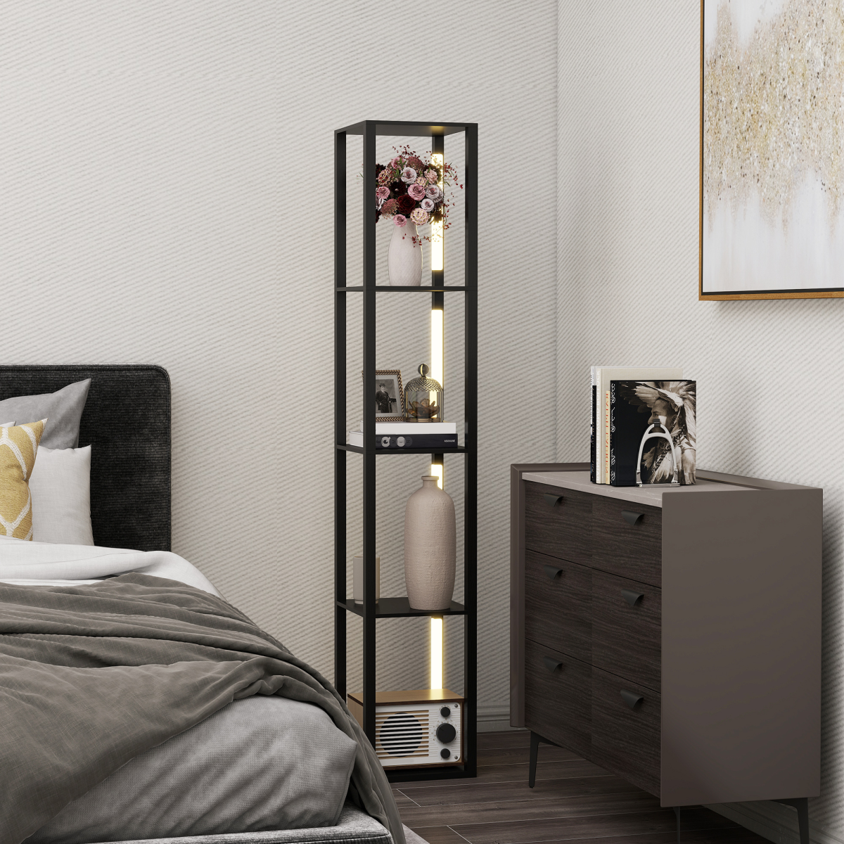 Floor Lamp for Living Room, Standing Lamp with Foot Switch, Black