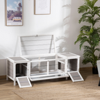 Indoor Rabbit Hutch Separable Guinea Pig Cage Bunny Run with Slide Out Tray - Grey