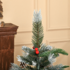 4FT Artificial SnowDipped Christmas Tree Foldable Berries White Pinecones Green