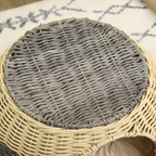 PawHut Wicker Cat House, Rattan Raised Cat Bed w/ Soft Cushion, 40 x 30cm
