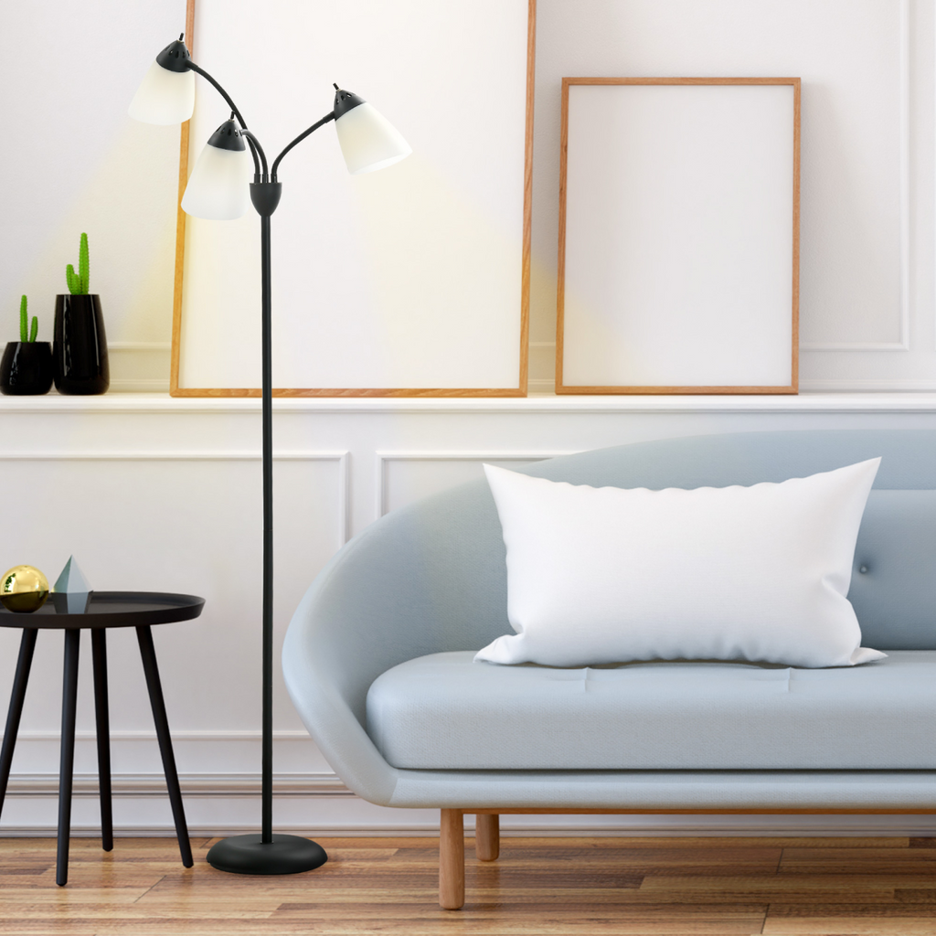 Arc Tree Floor Lamp 3 Adjustable Rotating Lights, with Steel Frame, 155cm, Black