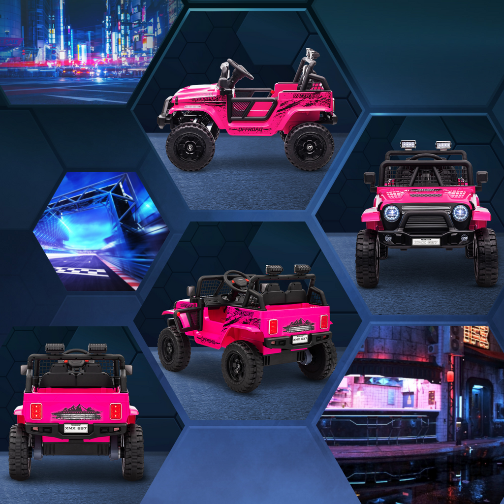 AIYAPLAY Kids Ride On Car, 12V Electric Truck w/ Suspension - Pink