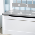 Two-In-One Wooden Toy Box, Kids Storage Bench w/ Safety Rod - Grey