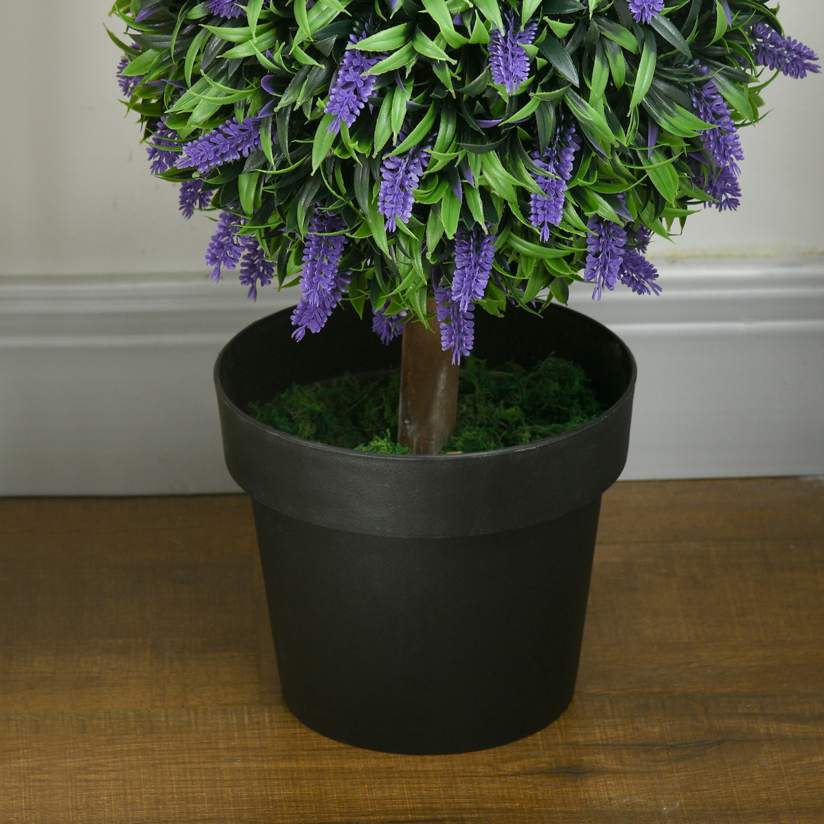Set of 2 Potted Artificial Plants Ball Tree with Lavender Flowers, 110cm