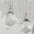 Crystal Chandelier, Spiral Rain Drop-Silver/Crystal