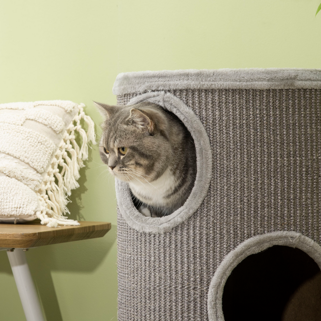 Cat Barrel Kitten Tree Tower for Indoor Cats, Covered with Sisal, Cosy Platform