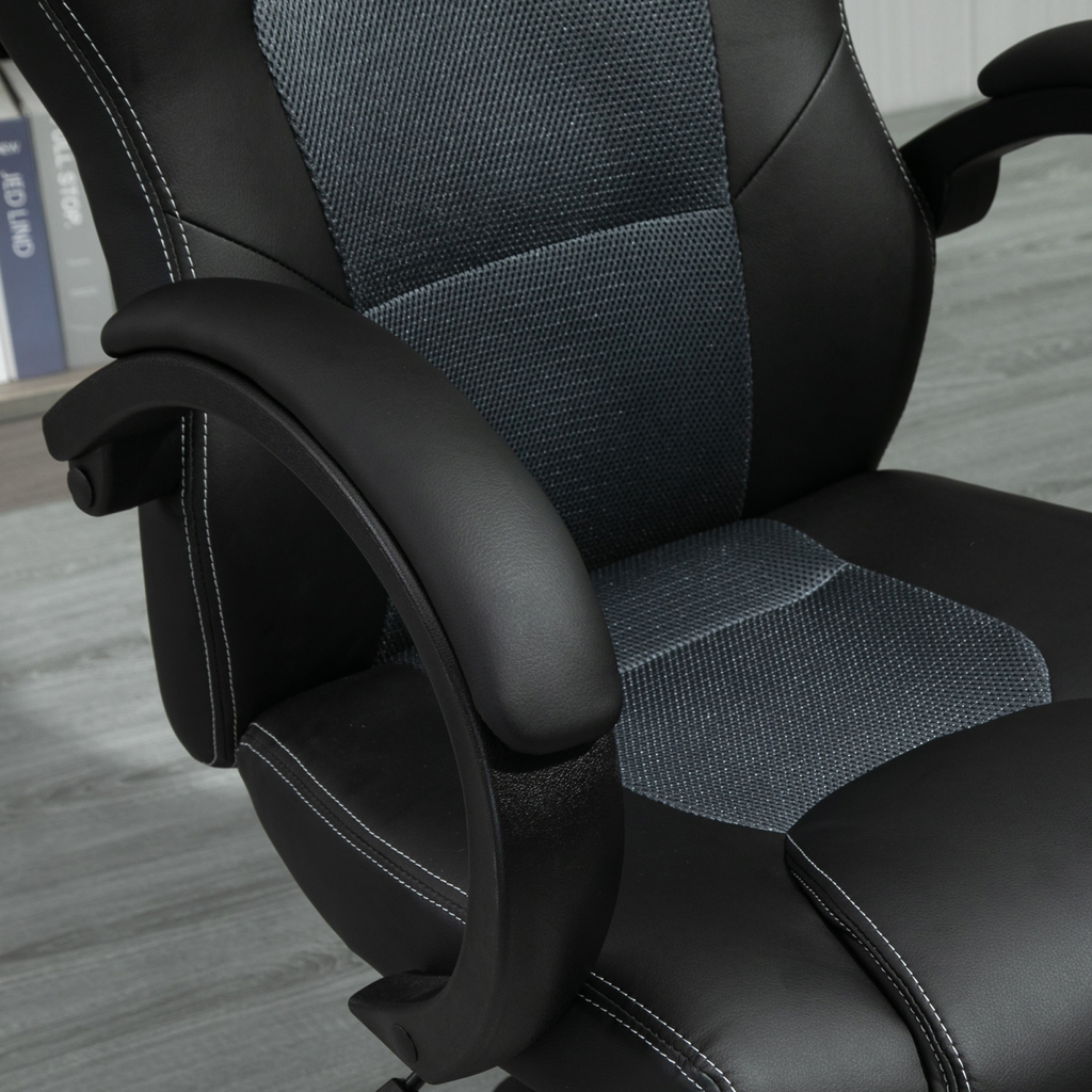 Executive Racing Swivel Gaming Office Chair PU Leather Computer Desk Chair Grey