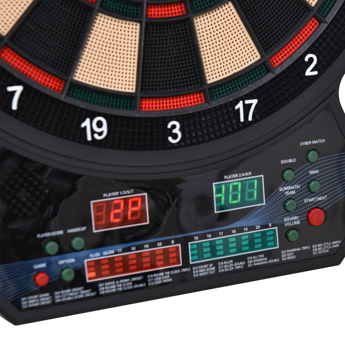 Electronic Dartboard LED Digital Score 27 Games with 12 Soft Darts Ready-to-Play