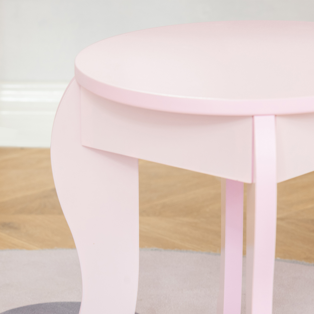 Kids Vanity Table & Stool Girls Dressing Set Make Up Desk with Mirror