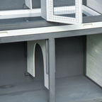 Two-Tier Wooden Rabbit Hutch Bunny Run with Openable Roof, Slide-Out Tray, Ramp