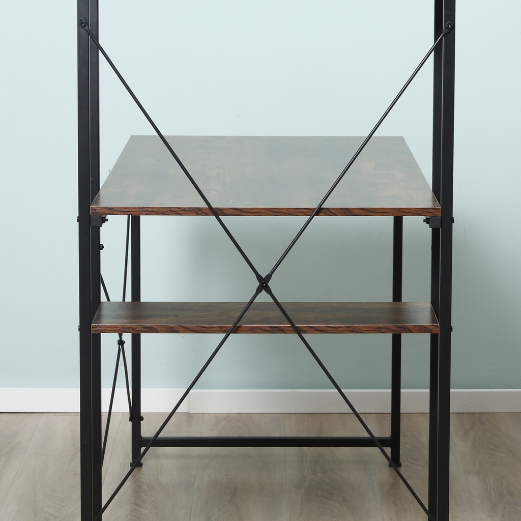 Computer Desk PC Table Study Workstation Home Office 4-tier Bookshelf Storage