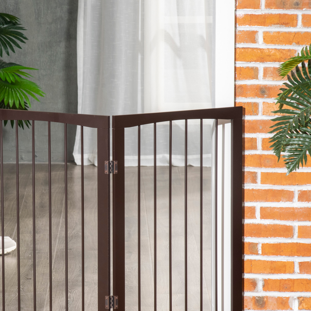 Folding Pet Gate Dog Fence Child Safety Indoor Durable Free Standing Pine Wood