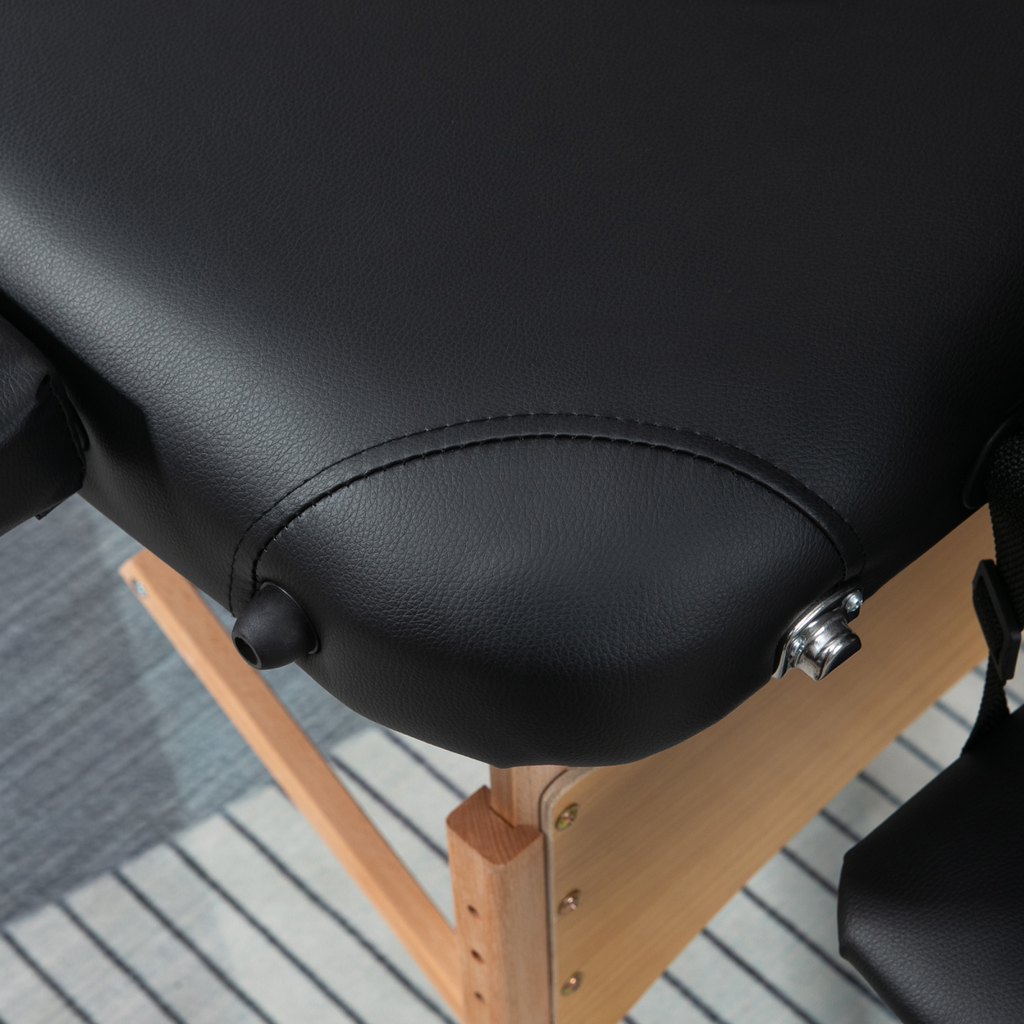 Portable Massage Bed Folding Spa Beauty Massage Table with 2 Sections Black