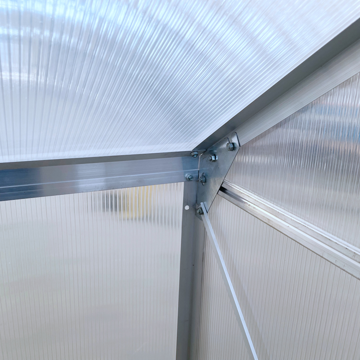 6 x 4ft Polycarbonate Greenhouse Aluminum Roof Vent, Rain Gutter Sliding Door