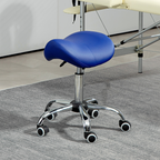 PU Leather Saddle Stool with Moulded Padded Seat Adjustable Height Blue