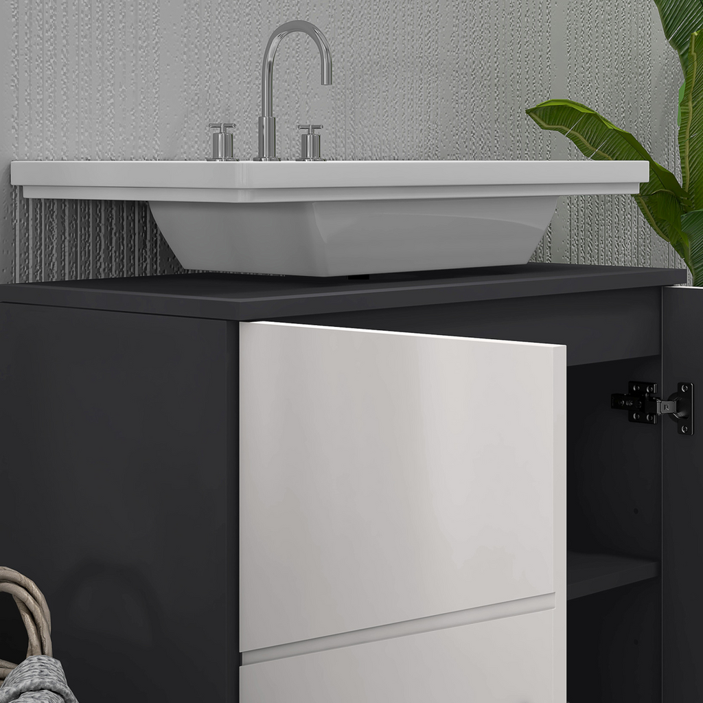 kleankin Bathroom Vanity Unit, Under Sink Cabinet with Shelf, Light Grey