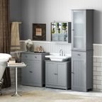 Wall Mounted Mirror Cabinet with Storage Shelf Bathroom Cupboard Grey