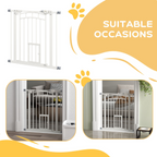 PawHut Pressure Fit, Safety Gate Dog Gate with Small Cat Door Opening, 74-80cm