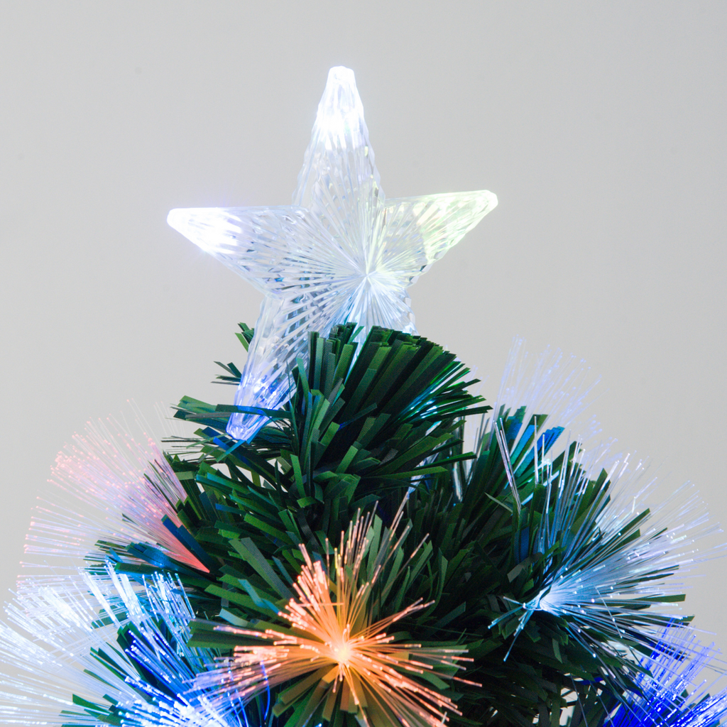 4FT Multicoloured Artificial Christmas Tree Fibre Optic Lights Star Holder