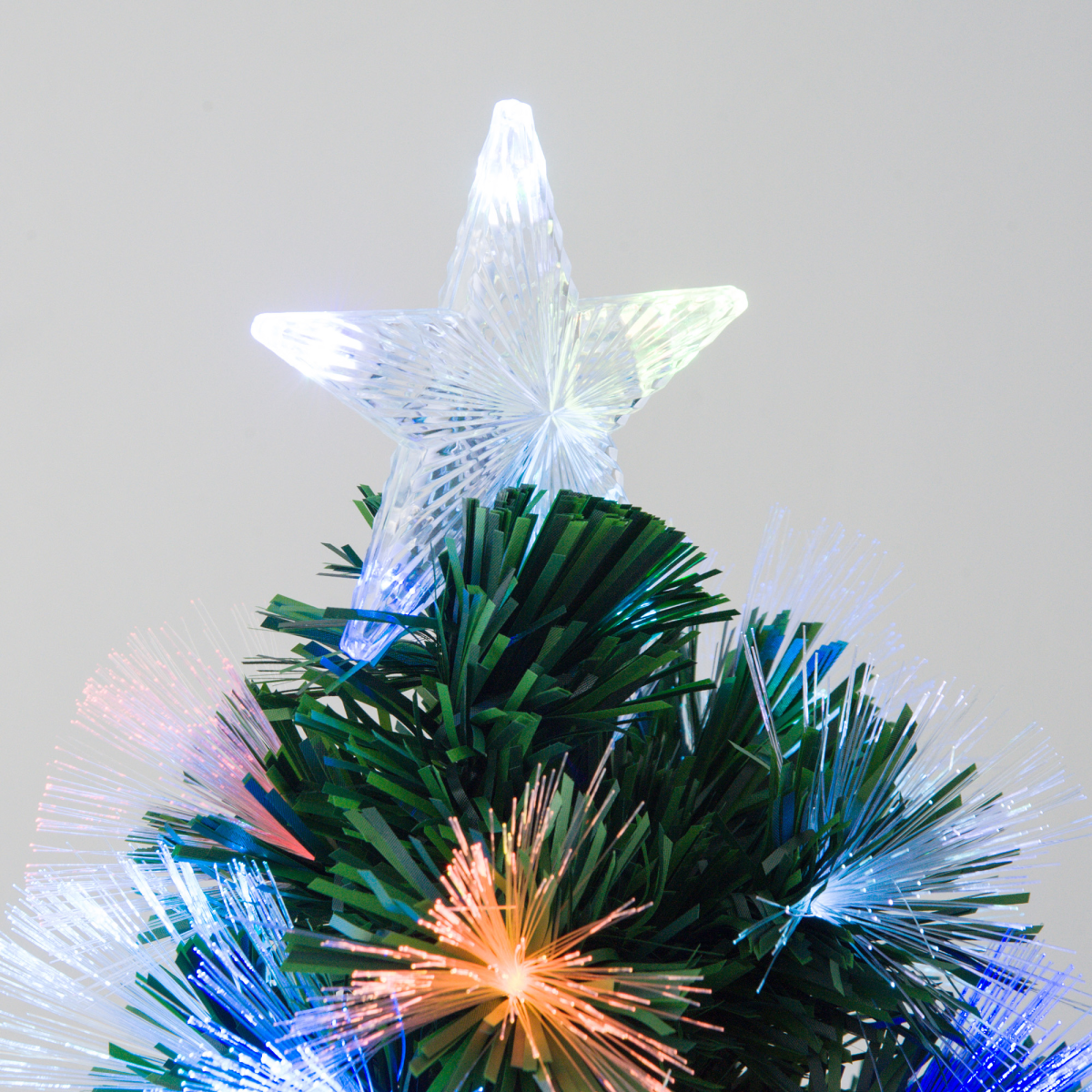 4FT Multicoloured Artificial Christmas Tree Fibre Optic Lights Star Holder
