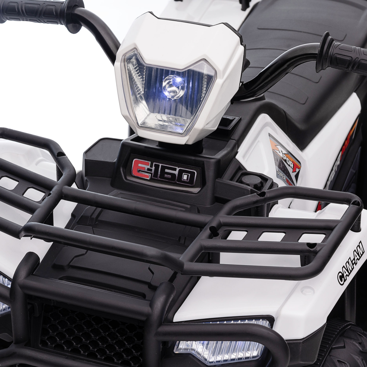 12V Electric Quad Bike for Kids with LED Headlights, Music - White