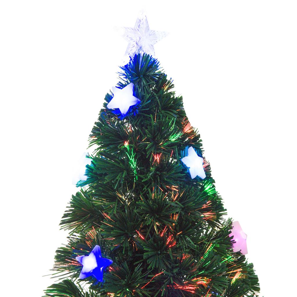 5FT Prelit Artificial Christmas Tree Fibre Optic Star LED Light Xmas Deco Green