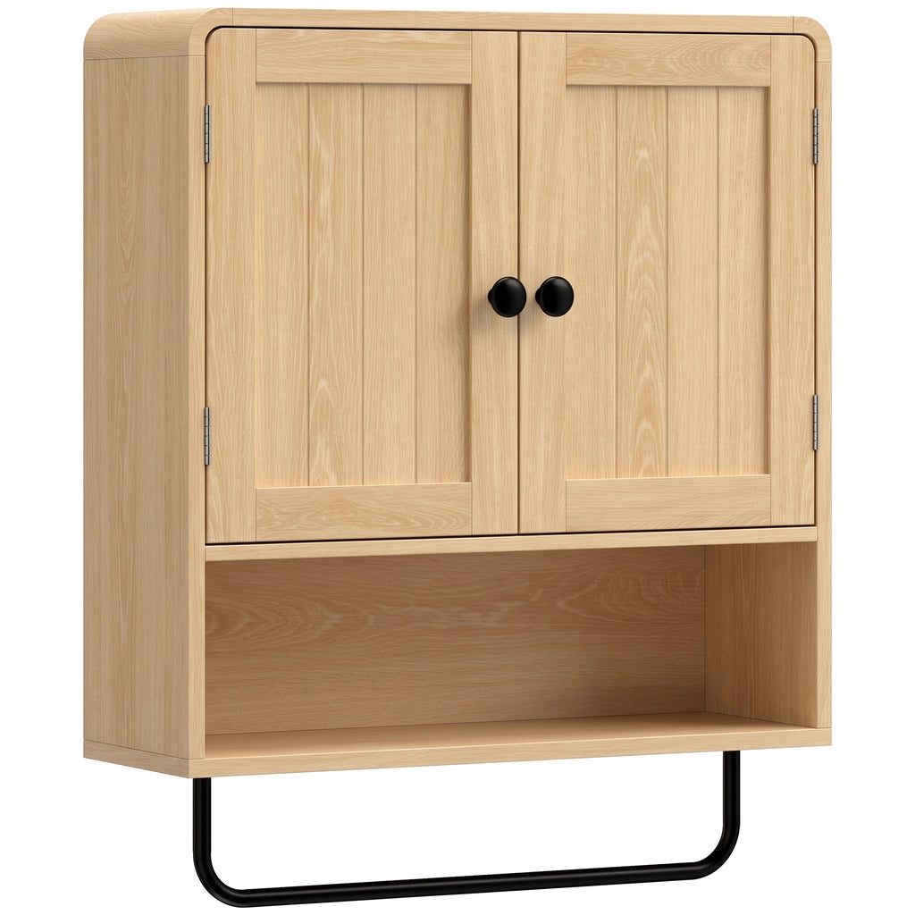 Bathroom Cabinet Wall Mounted, Bathroom Wall Cabinet with 2 Doors, Adjustable Shelf Storage for Toilet, Oak