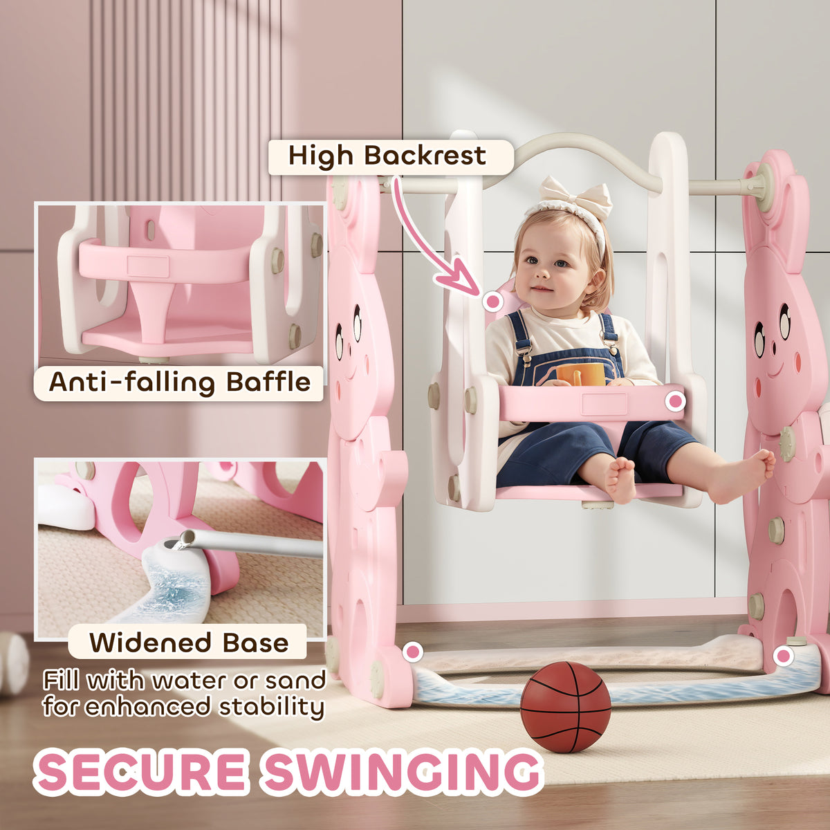 Rabbit-Themed Playground Set - Safe Fun for Kids - Slide, Swing & Climber