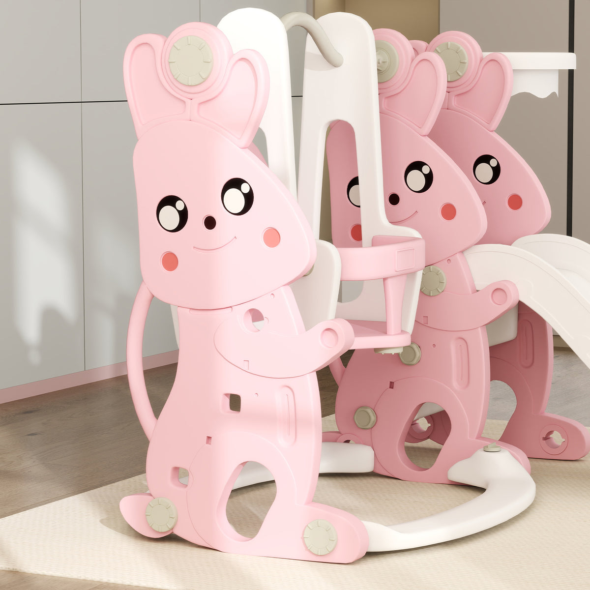Rabbit-Themed Playground Set - Safe Fun for Kids - Slide, Swing & Climber