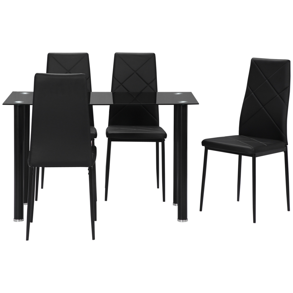 Dining Table Set for 4, Modern Kitchen Table and Chairs with Padded Seat