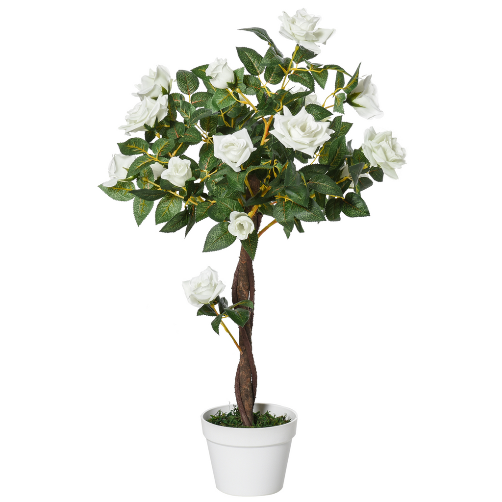 Artificial Camellia Tree Fake 21 Flowers & Nursery Pot Decor, 90cm