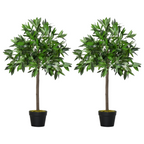 2 Artificial Topiary Bay Laurel Ball Trees Nursery Pot for Indoor Outdoor Decor