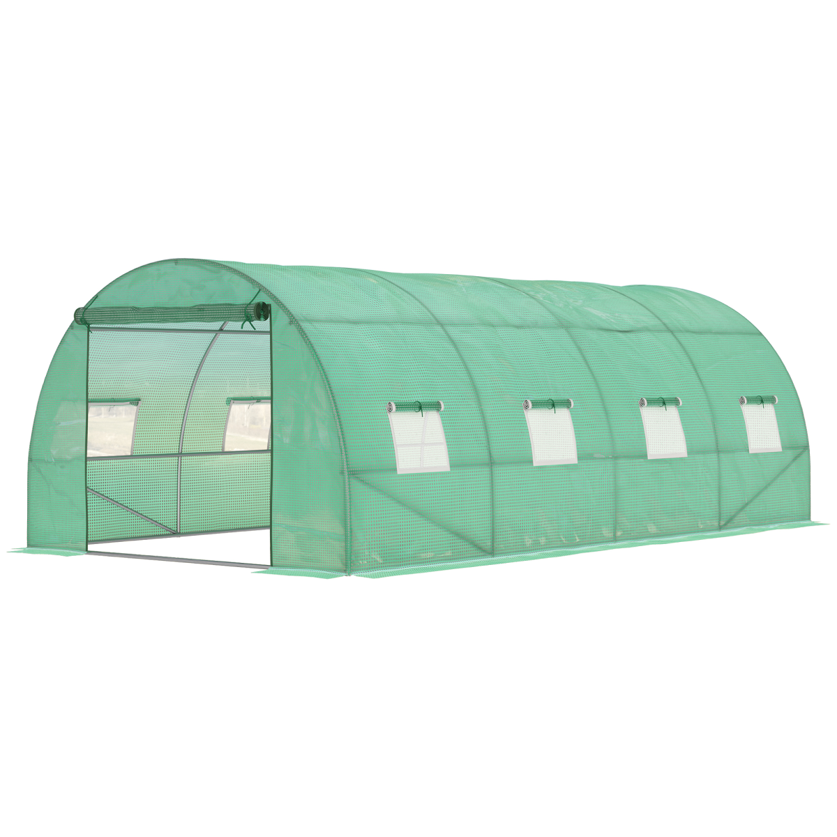 Polytunnel Walk-in Greenhouse with Zip Door and Windows