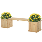 Wooden Garden Planter & Bench Combination Garden Raised Bed Patio Park Grey