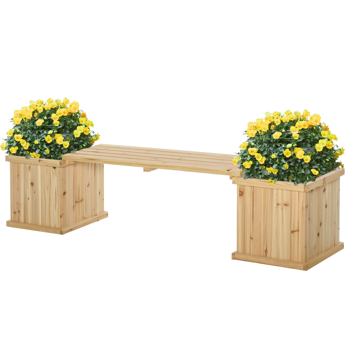 Wooden Garden Planter & Bench Combination Garden Raised Bed Patio Park Grey