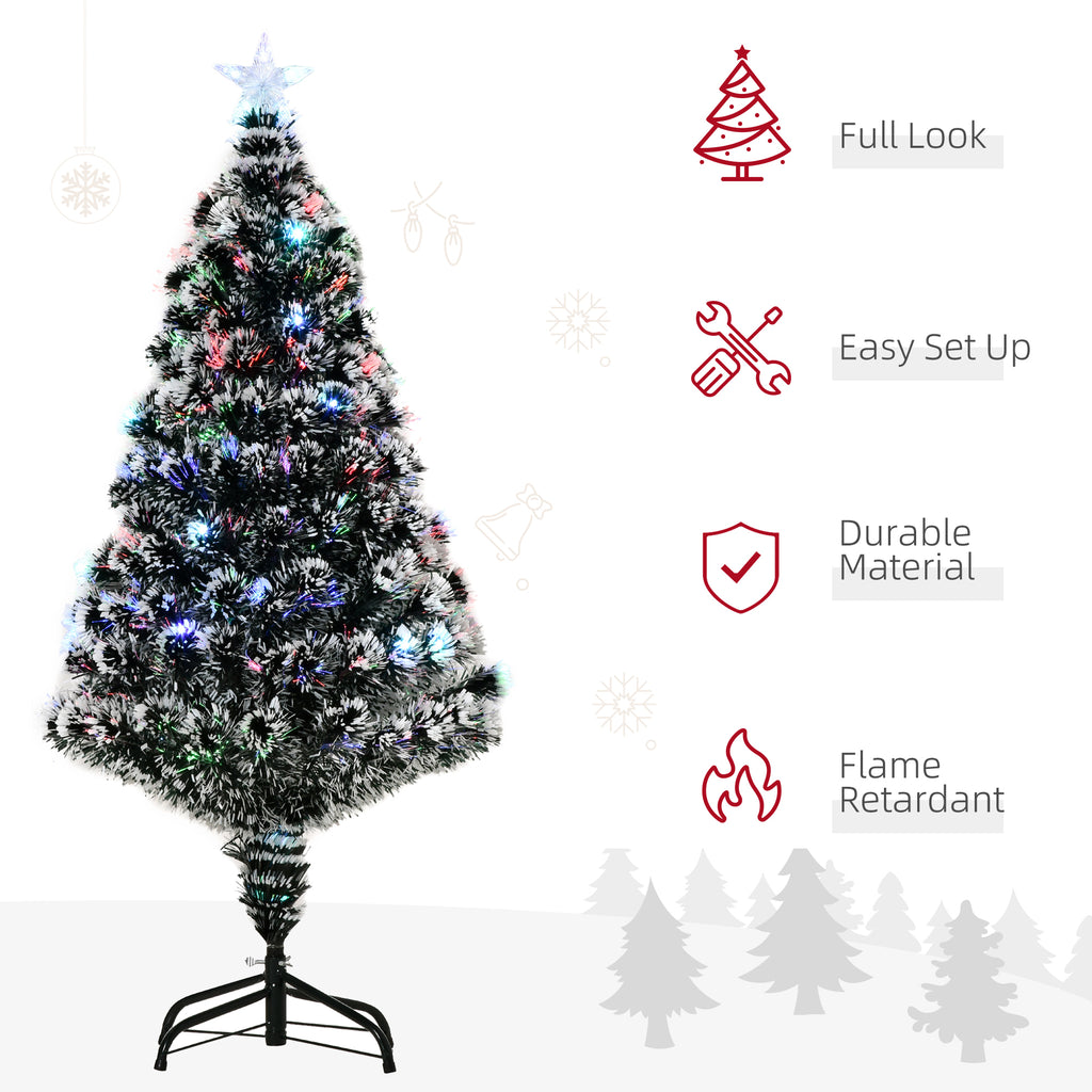 4ft Artificial Prelit Christmas Tree Snow Tree LED Fiber Optics Green White