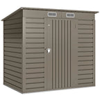 Outsunny 4 x 6ft Galvanised Metal Garden Shed, with Locking Door - Grey