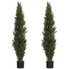 Set of 2 Decorative Artificial Plants Cypress in Weighted Pot, Fake Plant with 2035 Leaves, 150 cm