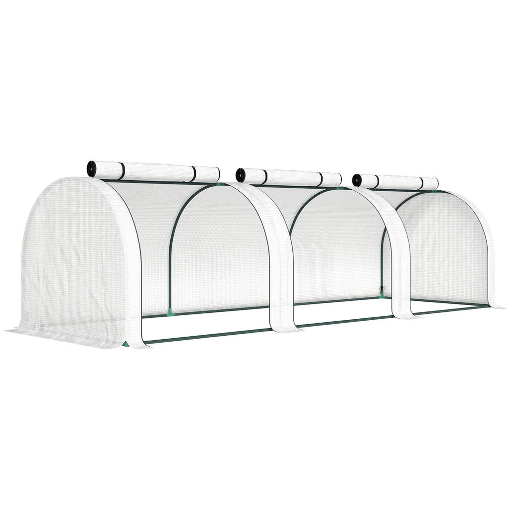 Outsunny 295 x 100 cm Low Tunnel Greenhouse - White